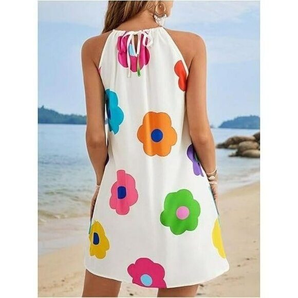 SHEIN Floral Print Halter Neck Sleeveless Summer Dress Small - Picture 12 of 12